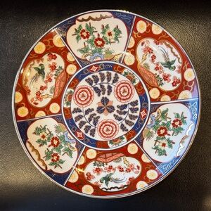Imari style Porcelain 10" floral Hand Painted plate by Cocema Fes Morocco